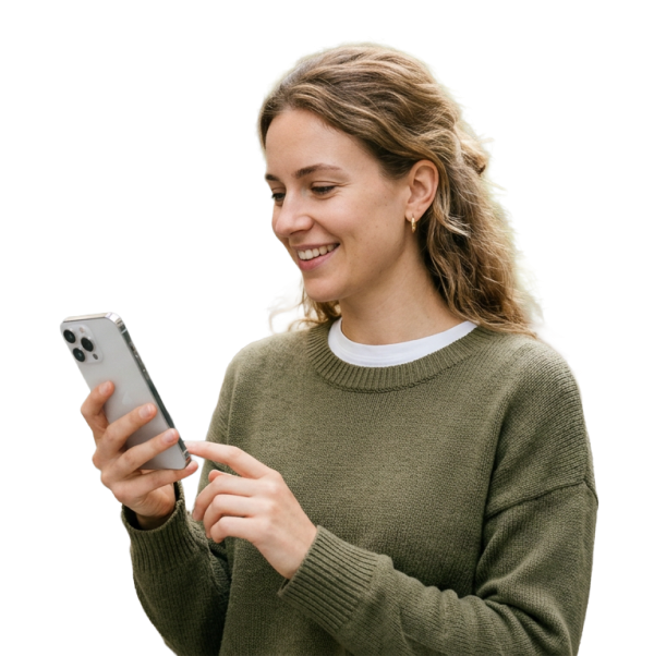 Woman with Hands on Iphone - graphicpicker.com