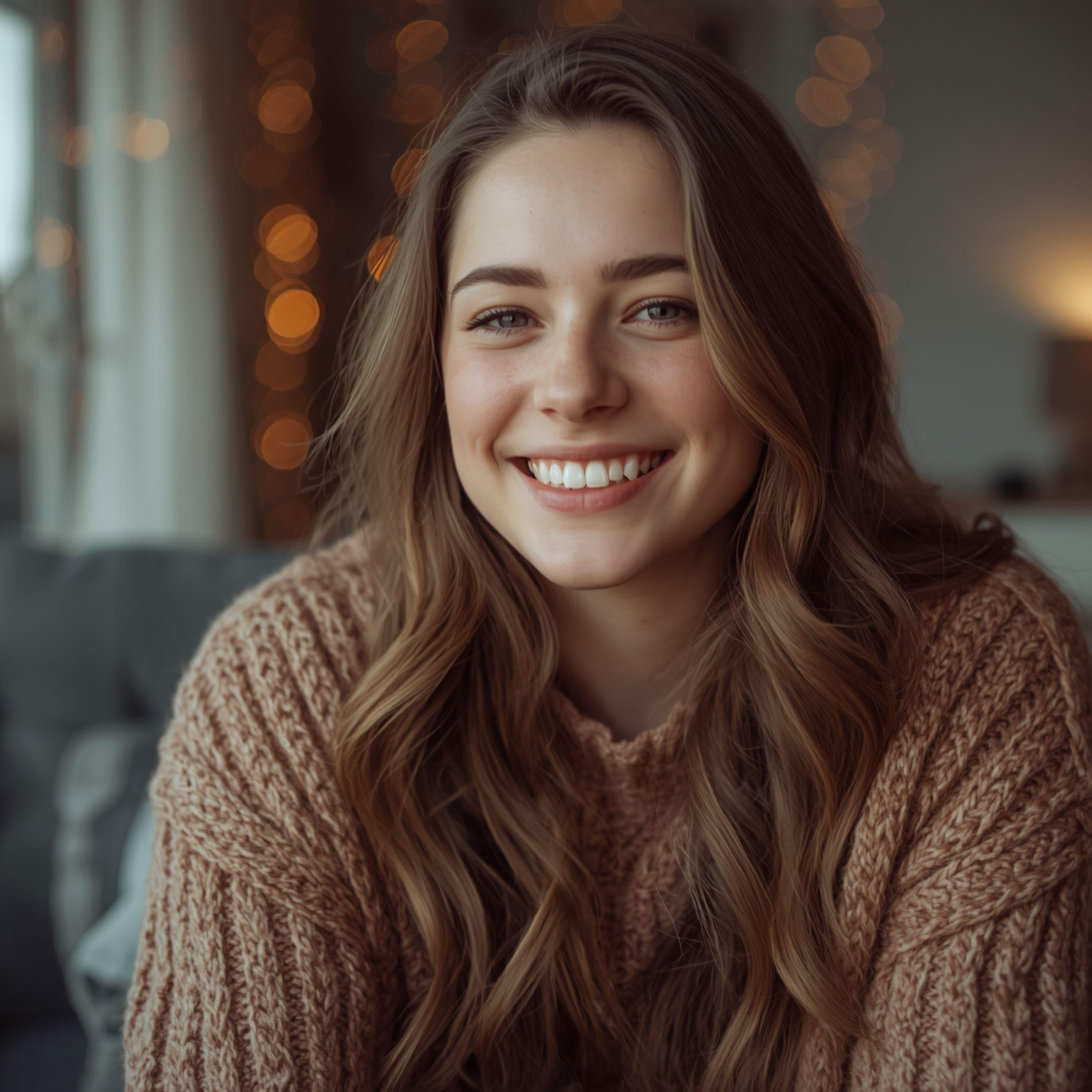 Natural Smiling Woman Portrait - graphicpicker.com