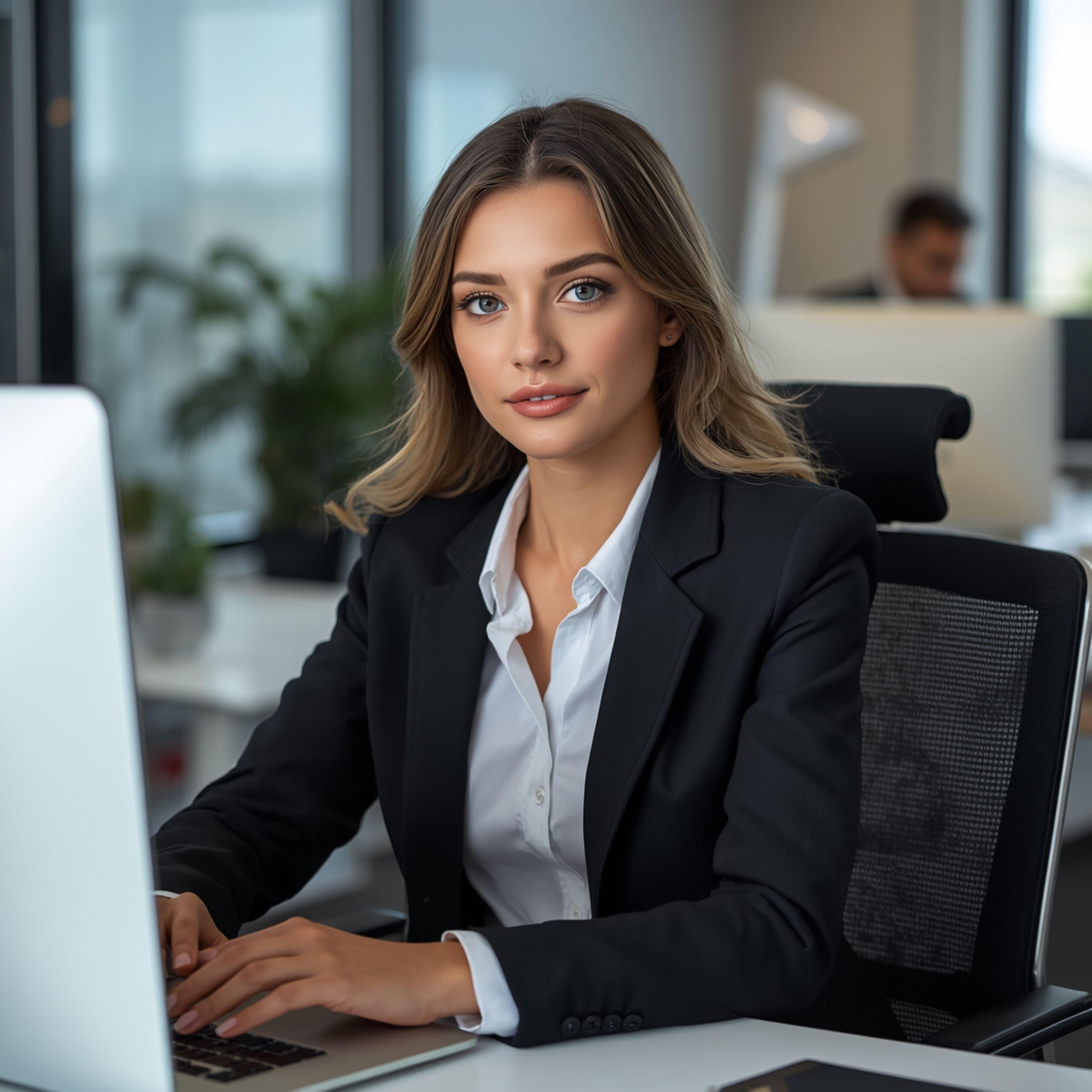 Business Woman Working in Office - graphicpicker.com