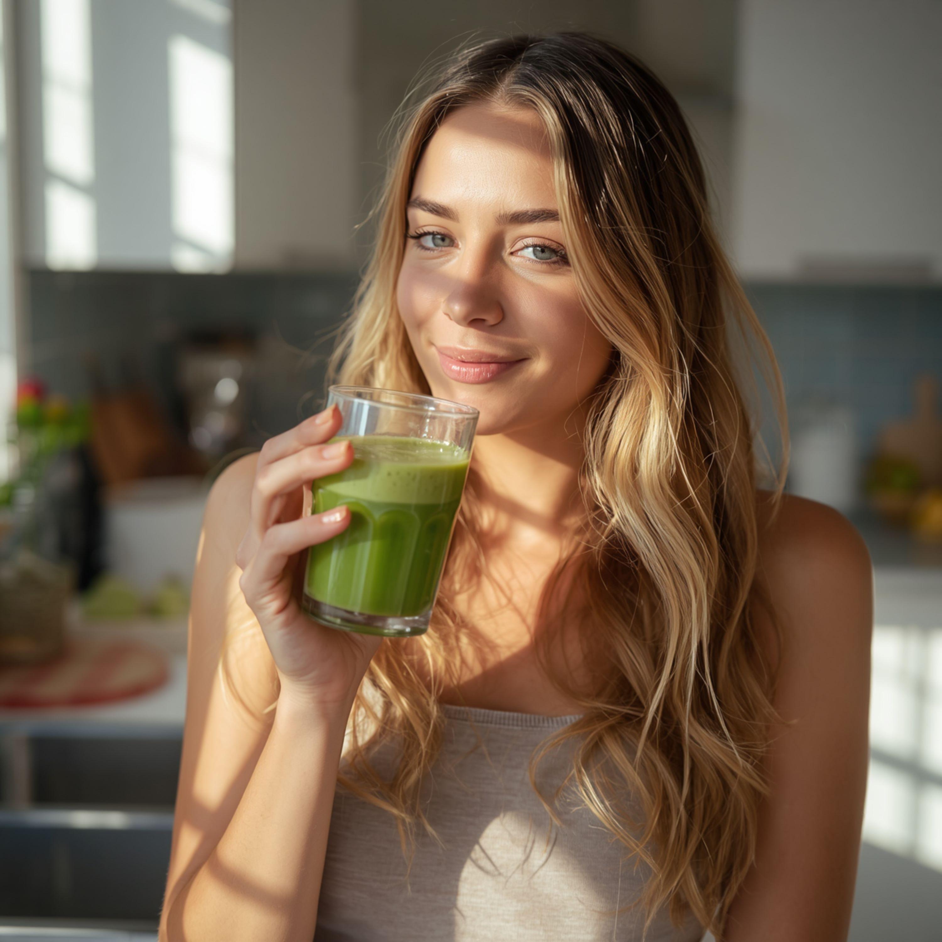Woman Drinking Healthy Smoothie - graphicpicker.com