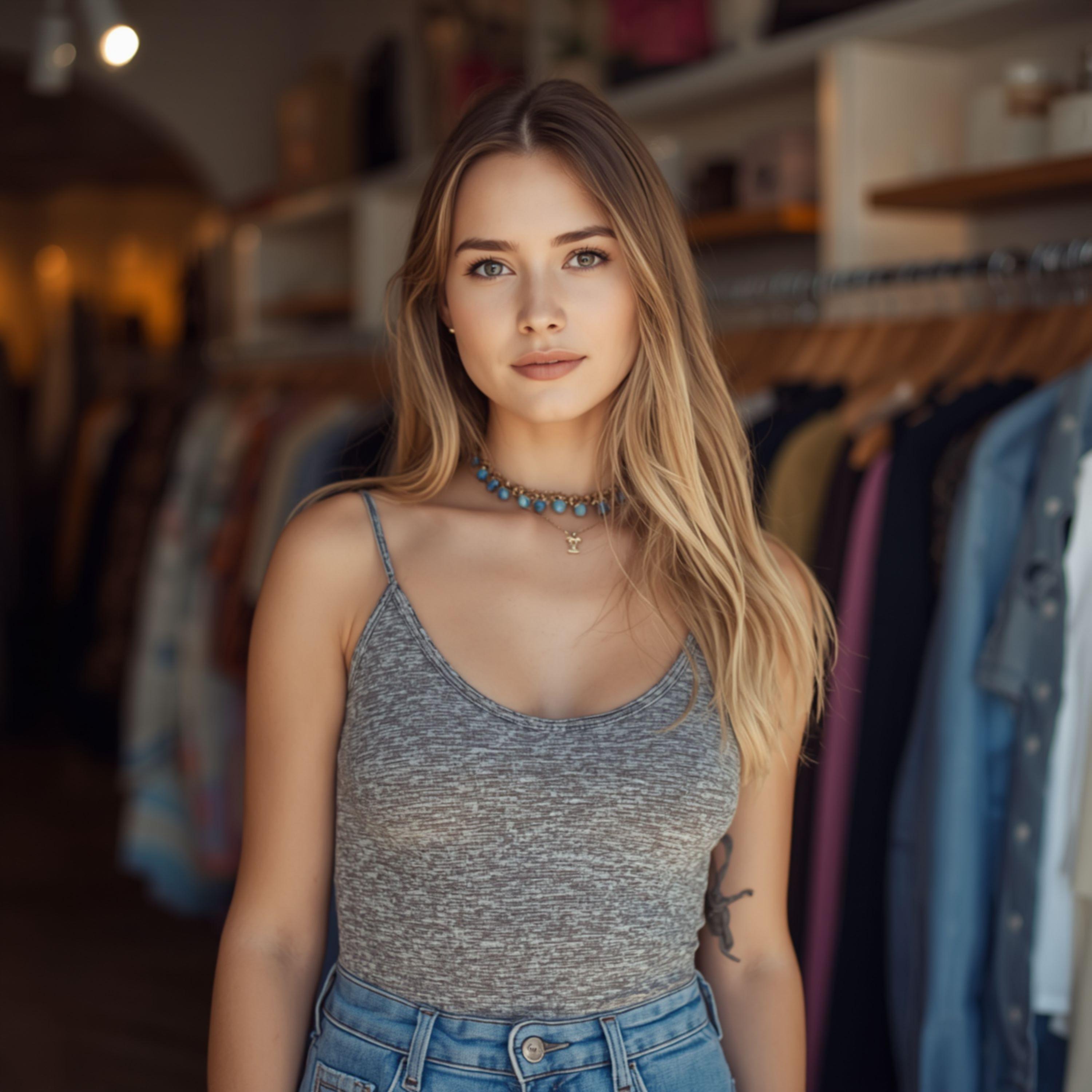 Stylish Woman in Boutique - graphicpicker.com
