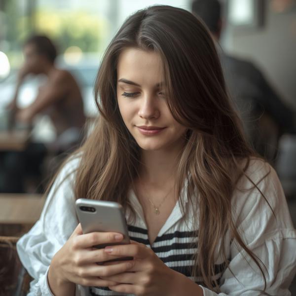 Young Woman Looking at Smartphone - graphicpicker.com