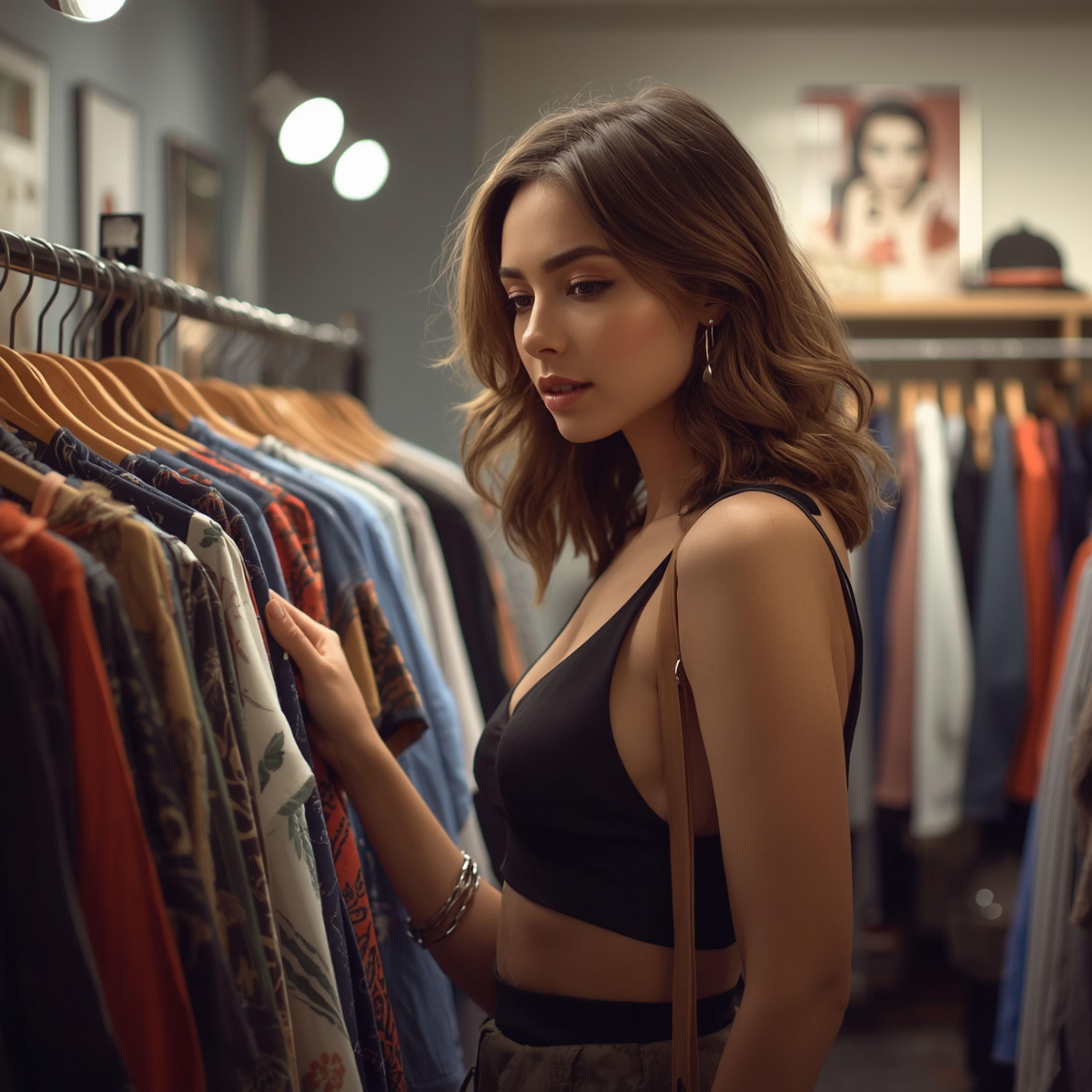Woman Shopping in Boutique - graphicpicker.com