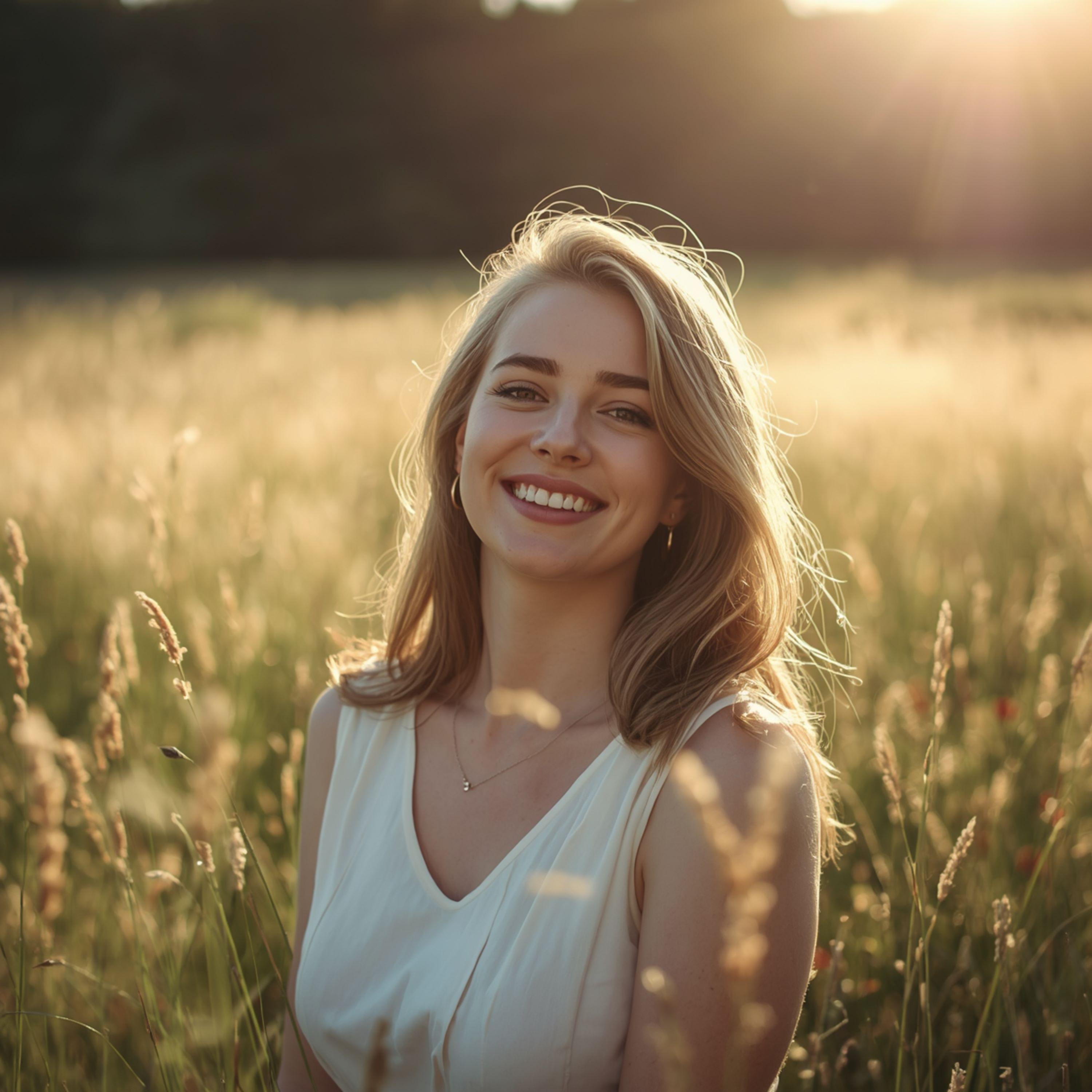 Outdoor Golden Hour Woman Portrait - graphicpicker.com