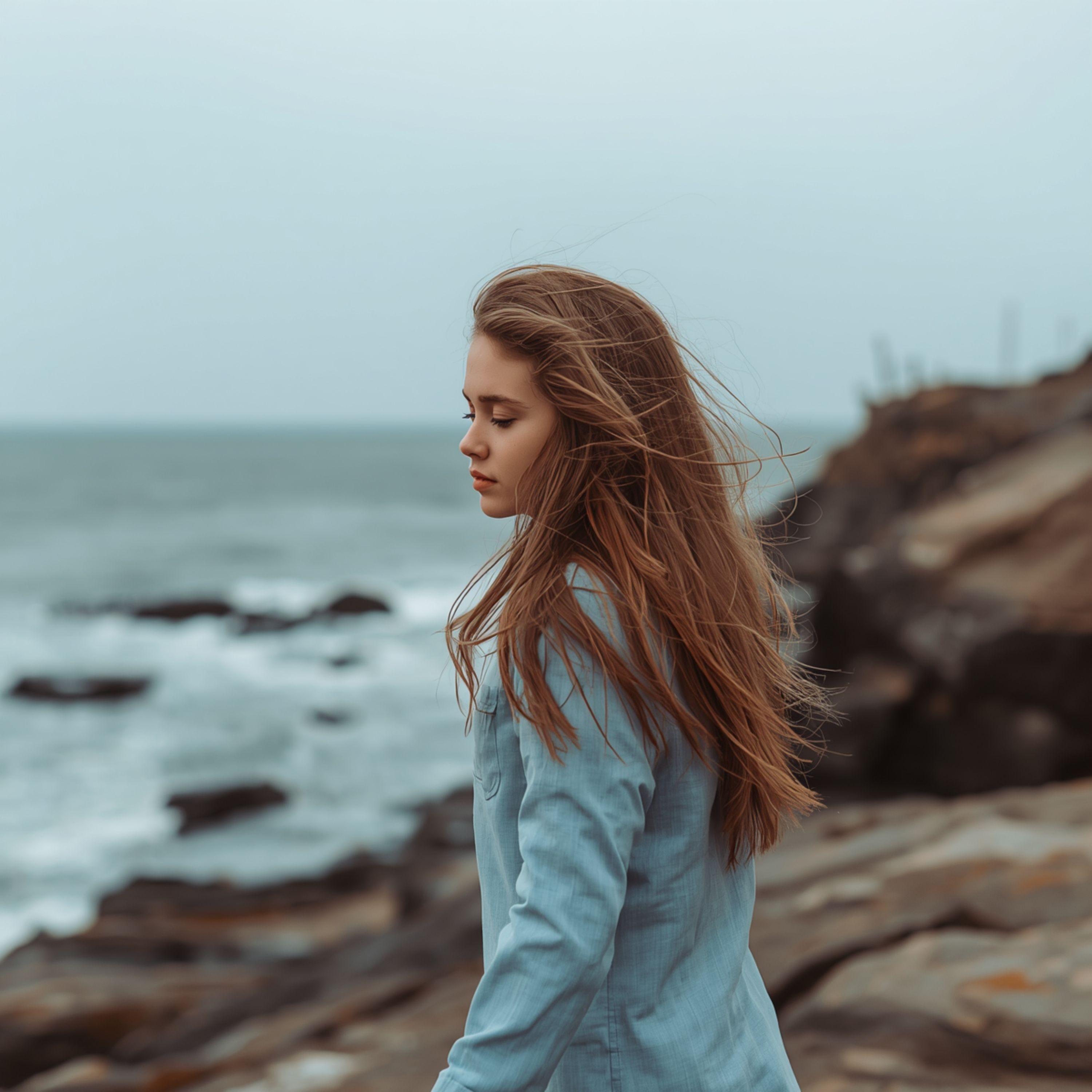 Natural Woman Portrait near sea - graphicpicker.com