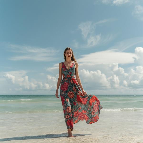 Floral Dress Beach Fashion Photo - graphicpicker.com